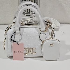 Juicy Couture White Satchel with Gold Hardware and Removable Pouch